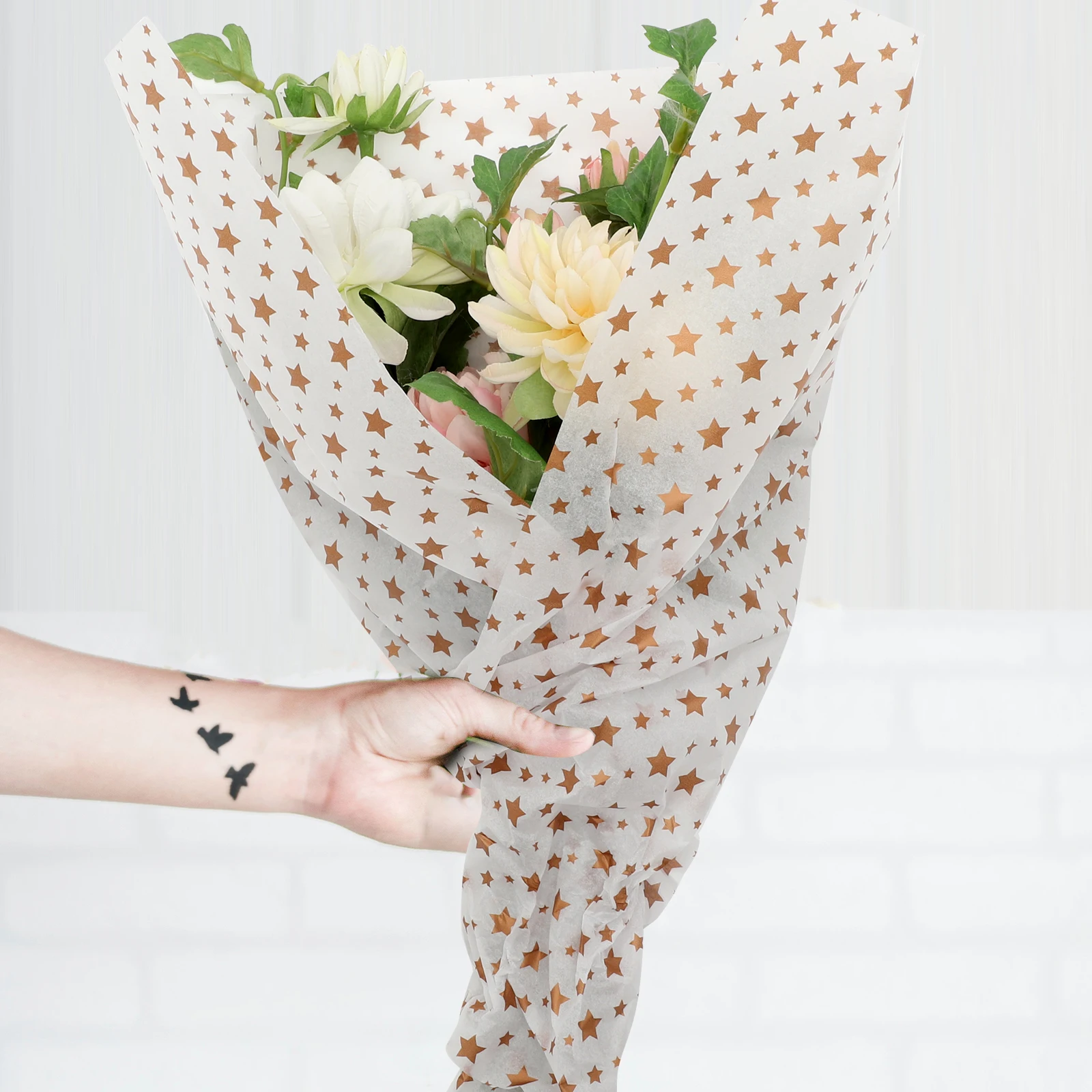 

Gift Wrapping Paper Star Pattern Tissue For Flower Bouquet Decorative Packing Practical Wrapper Wedding Valentine'S Day