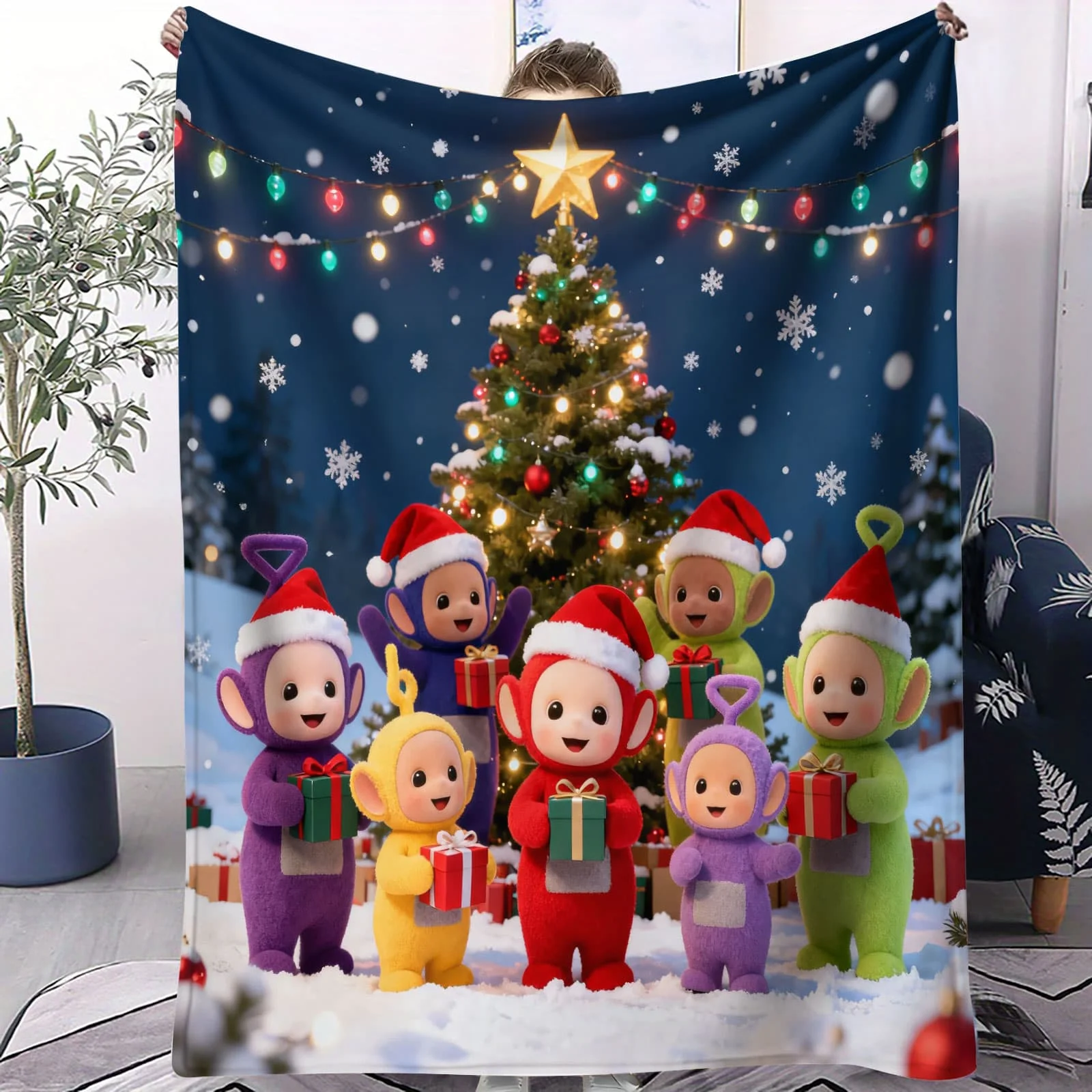 

Rainbow Celebration Air Conditioning Blanket, Colorful Cartoon Nap Blanket for Living Room & Couch, Cozy Home Decor Blanket