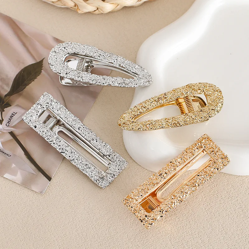 Ladies Fashion Gold Silver Barrettes European-American Style Metal Alloy Hair Clip Grips for Party Hair Decoration
