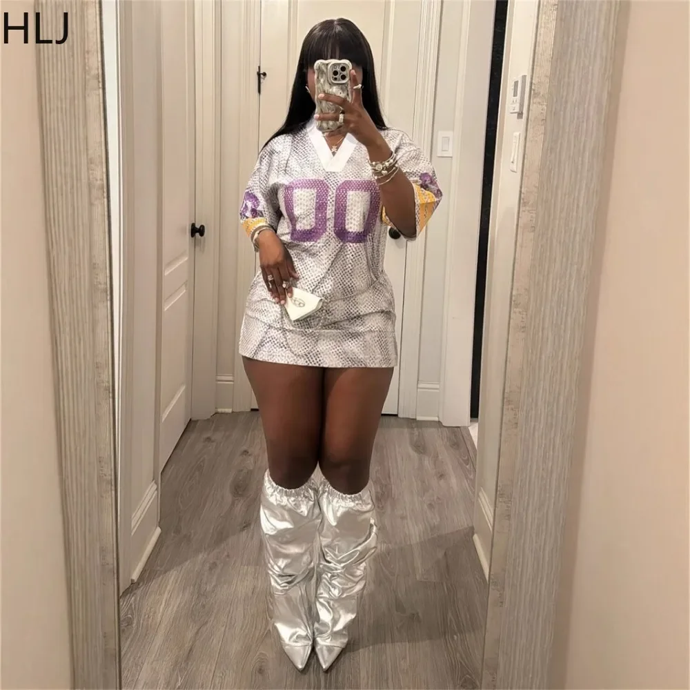 HLJ – t-shirt de basket-ball pour femmes, Style Vintage américain, lettre, col en V, manches courtes, ample, mode Y2K, vêtements de sport