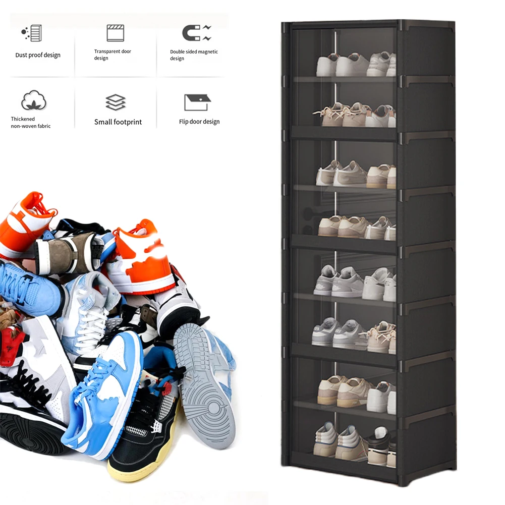 

Space-Saving 9-Tier Shoe Rack Organizer with Holds 18 Pairs Narrow Vertical Shoe Stand for Entryway Bedroom and Hallway Use