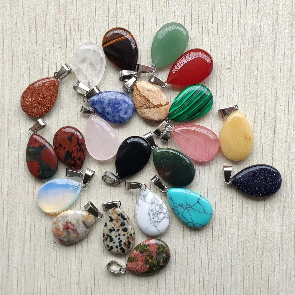 Wholesale 50pcs/lot 2023 trendy hot sell natural stone water drop shape pendants  charms for Necklaces making Fast shipping