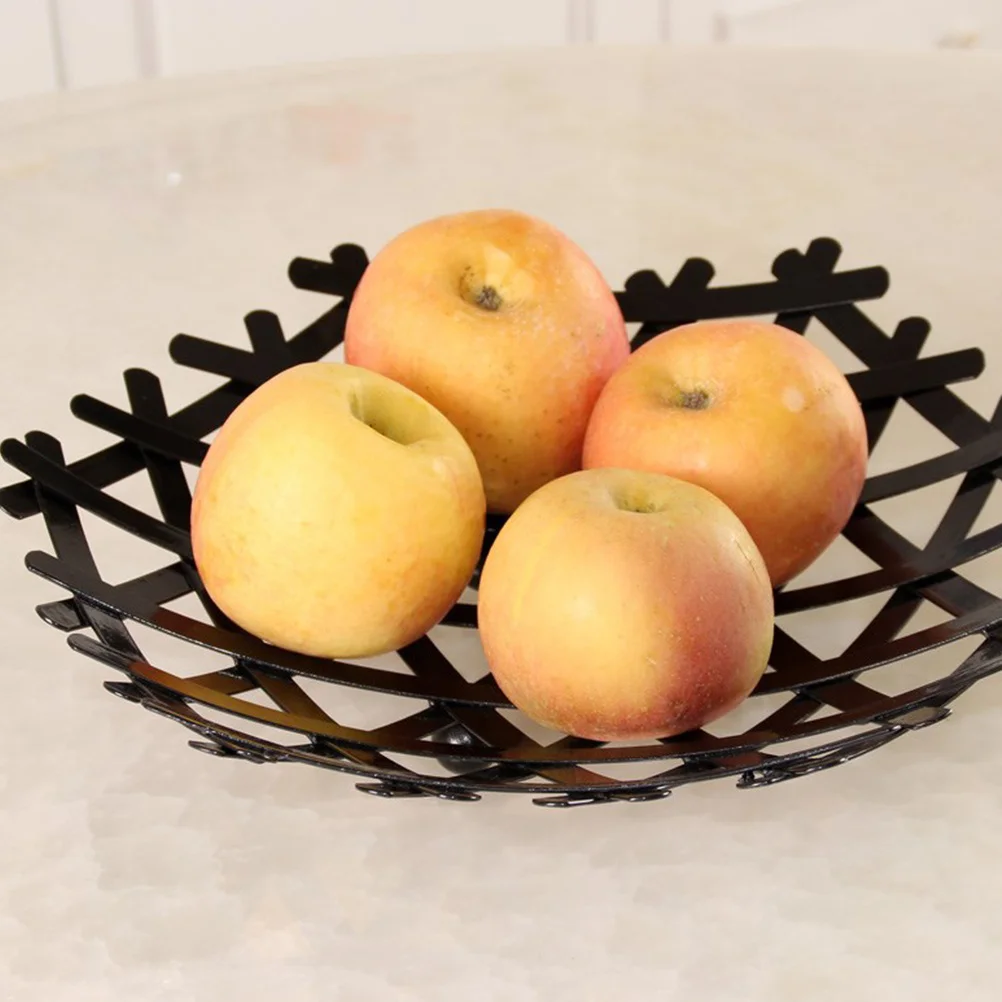 

Stylish Basket Large Capacity Kitchen Storage Organizer Black Decorative Fruit Bowl Living Room Table Vegetable Drain Holder