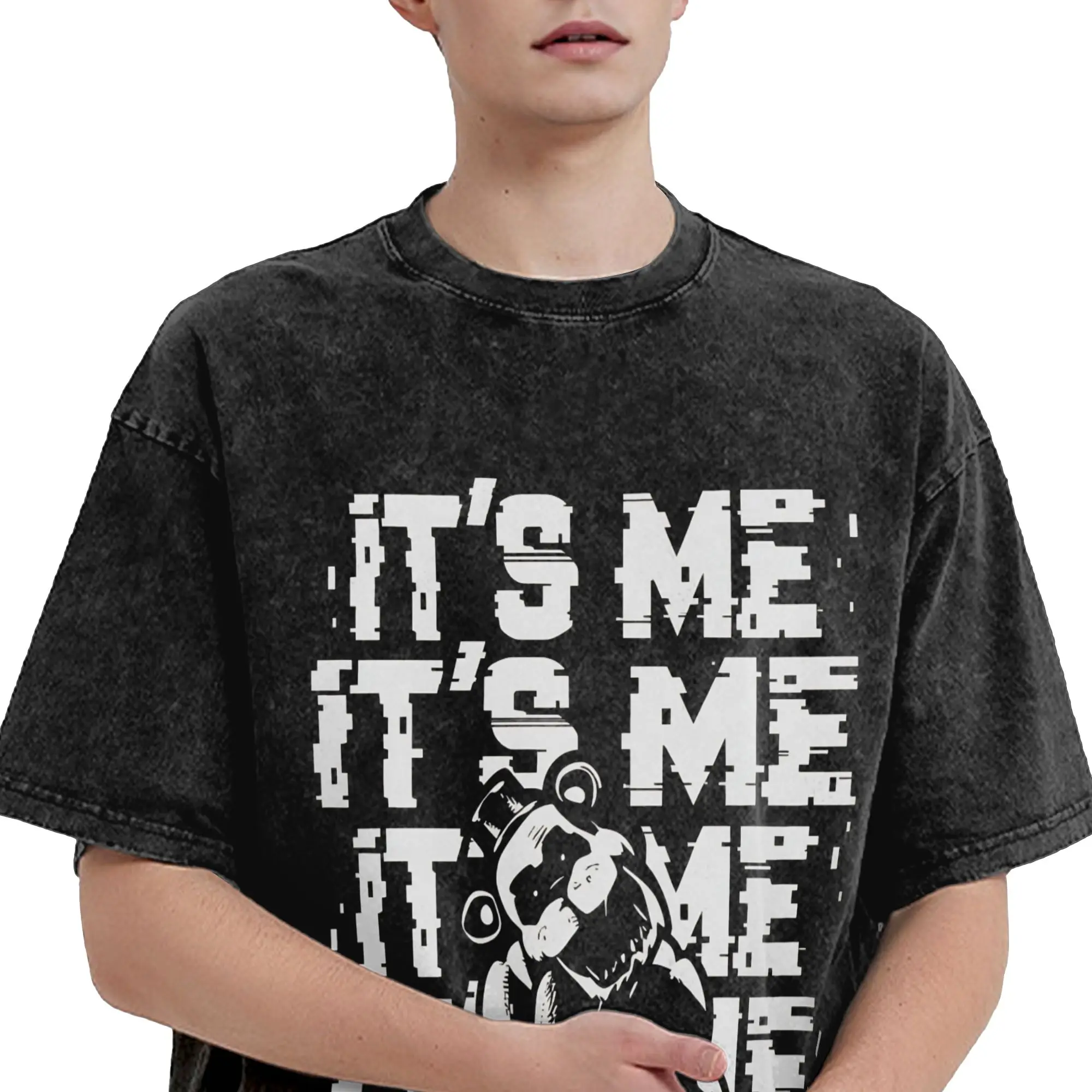 

FNAF At Freddys T-Shirts Men Fashion Cotton Tees Round Collar Short Sleeve T Shirt Printed Clothing