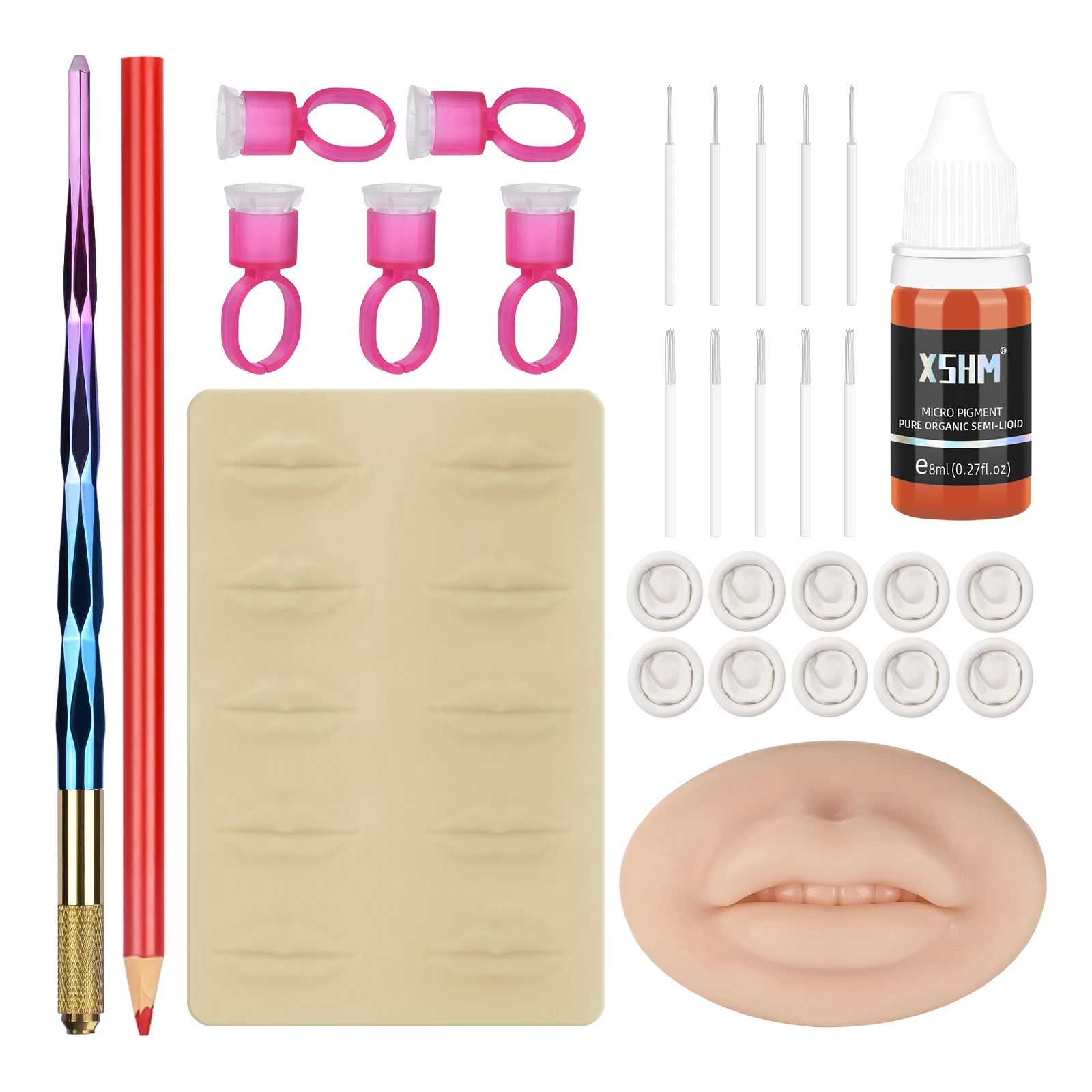Microblading Kit Tattoo Eyebrow Pen kit Microblading Needles 18U 3RL 5RS Permanent Makeup Supplies Tattoo Lip Set Practice Skin