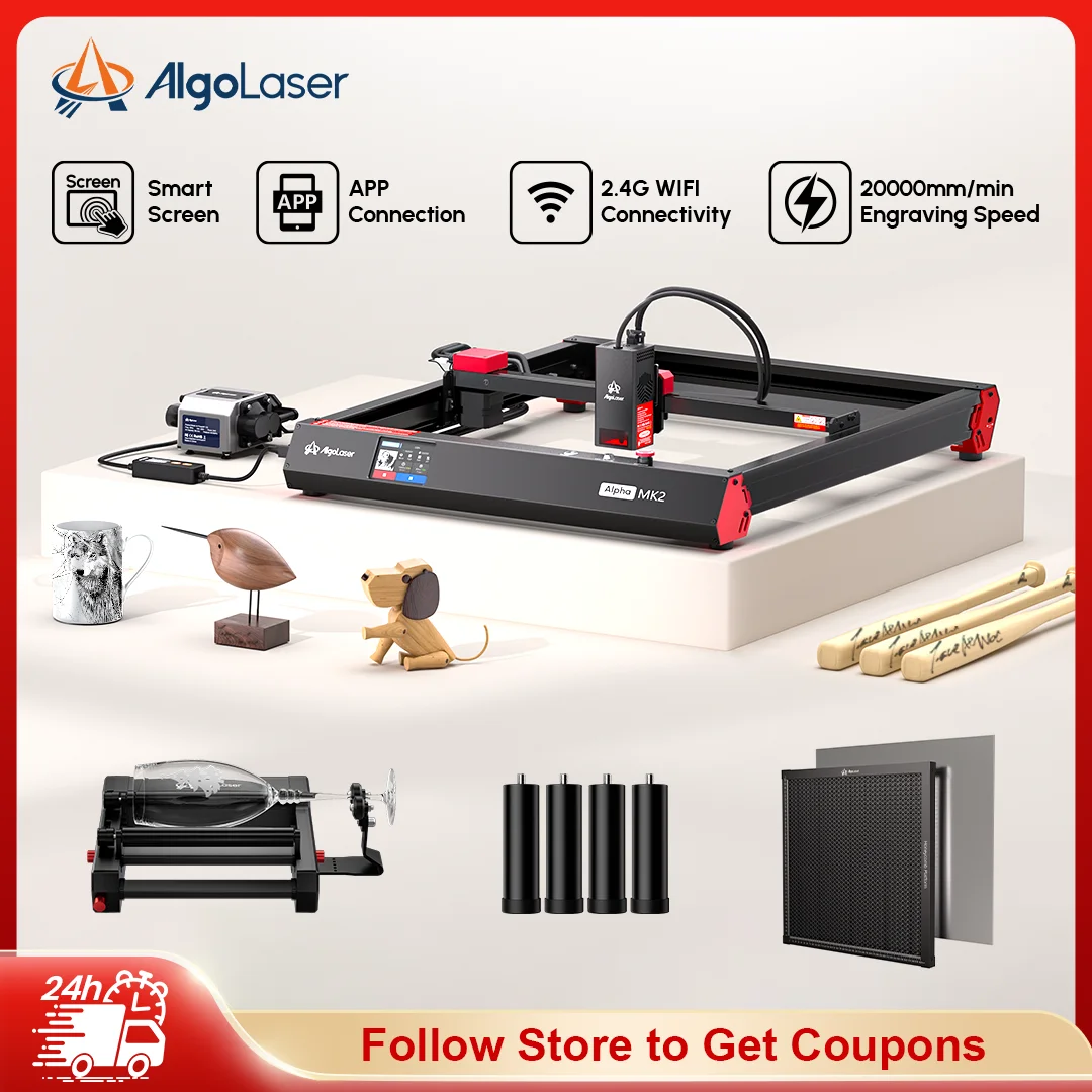 

AlgoLaser Alpha MK2 22W Laser Engraver Cutter Machine for Business with 3.5' Touch Screen for Stainless Steel Wood Acrylic Metal