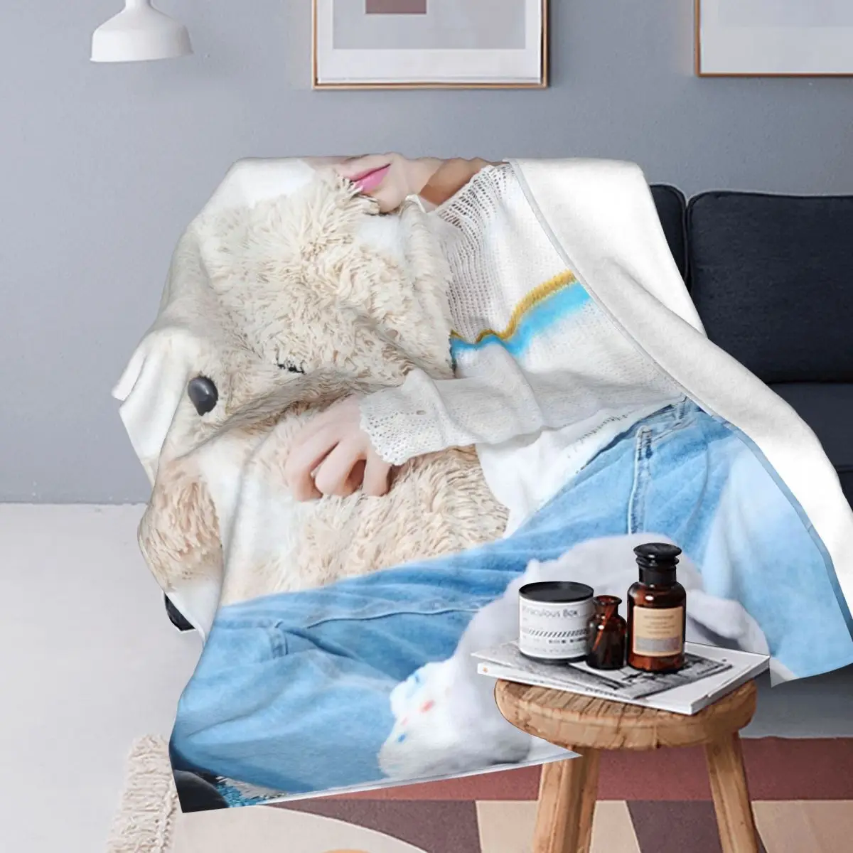 Cha Eun Woo Blankets Flannel Textile Decor Kpop Astro Portable Lightweight Throw Blanket for Sofa Car Bedspread