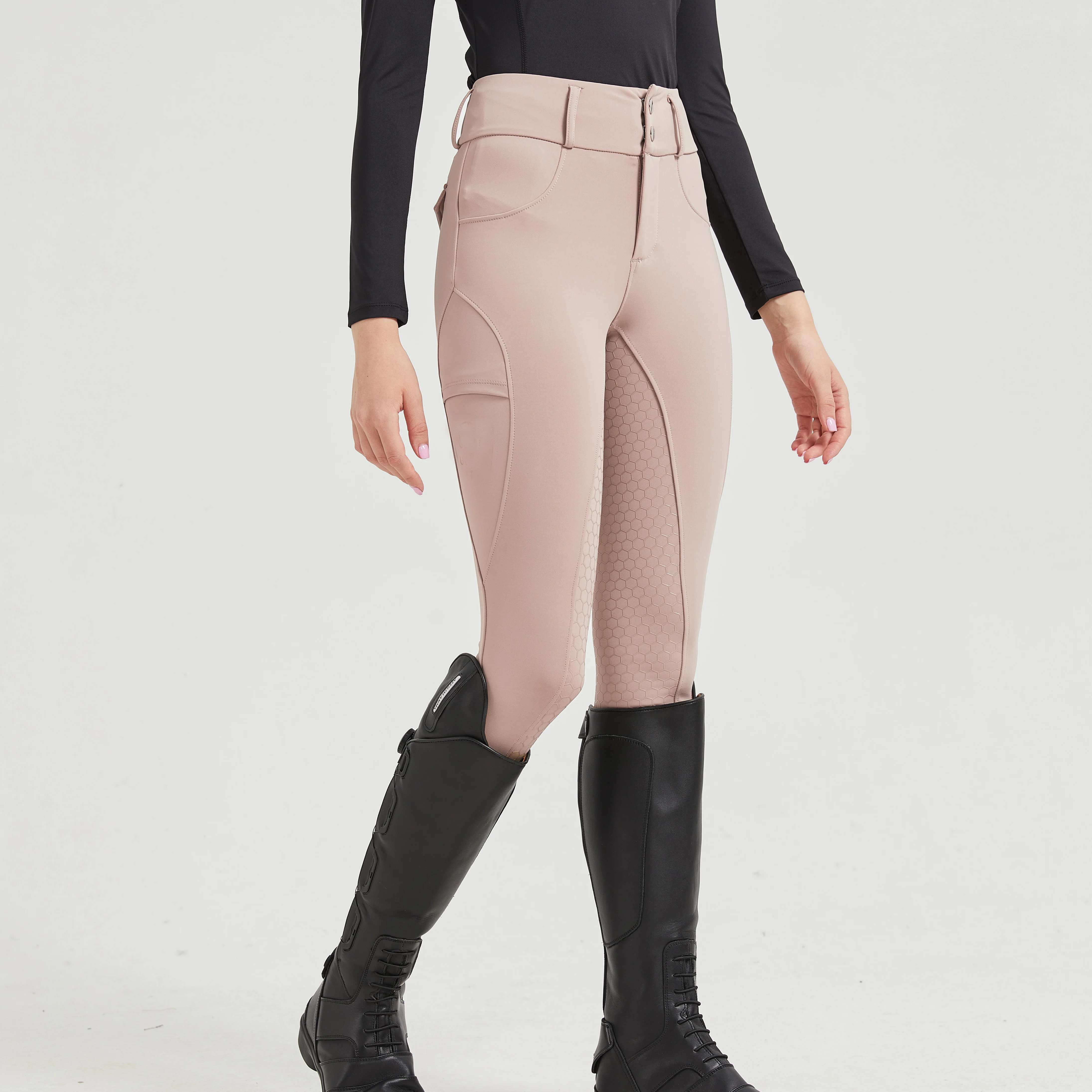 Professionelle Reithose mit Silikon-Anti-Rutsch-Beschichtung, schnelltrocknend, eng anliegend, für Radsport und Reitprüfungen – Detail 1