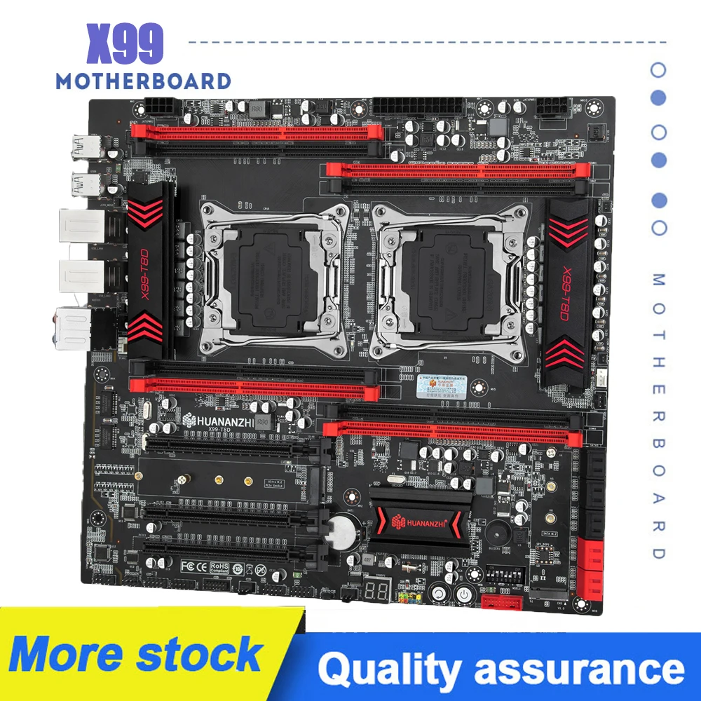 HUANANZHI X99 T8D Motherboard Intel Dual CPU X99 LGA 2011-3 E5 V3 DDR3 RECC M.2 NVME NGFF USB3.0 E-ATX Server Mainboard