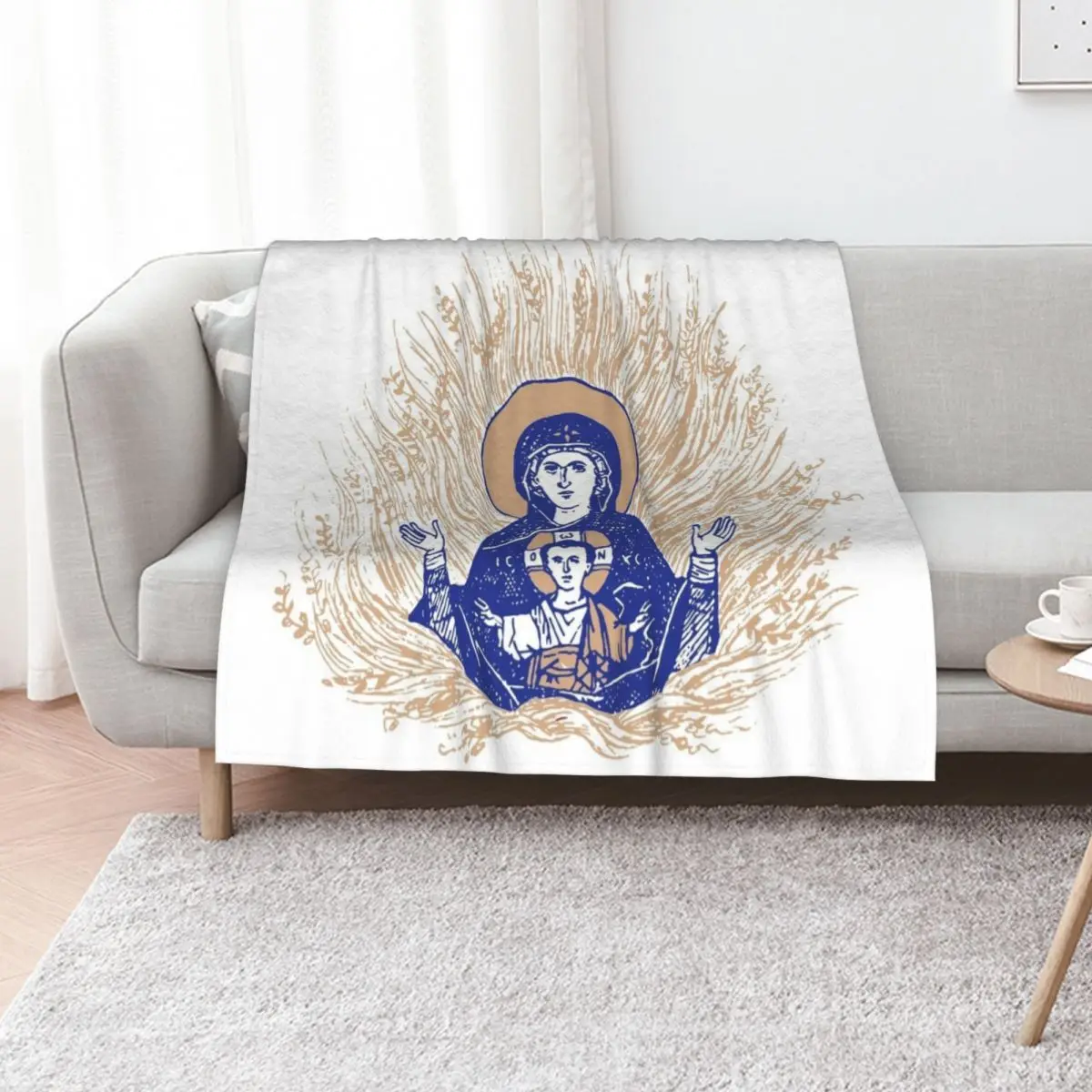 The Unburnt Bush | The Burning Bush | Divine Vision | Blue Gold Throw Blanket For Sofa Thin Hairy Sofa Quilt Blankets