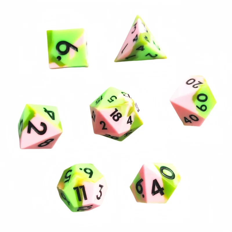 

7 шт. набор многогранных силиконовых кубиков для настольных игр DND TRPG D4 до D20 Dungeons Dragons Entertainment Dice Tool