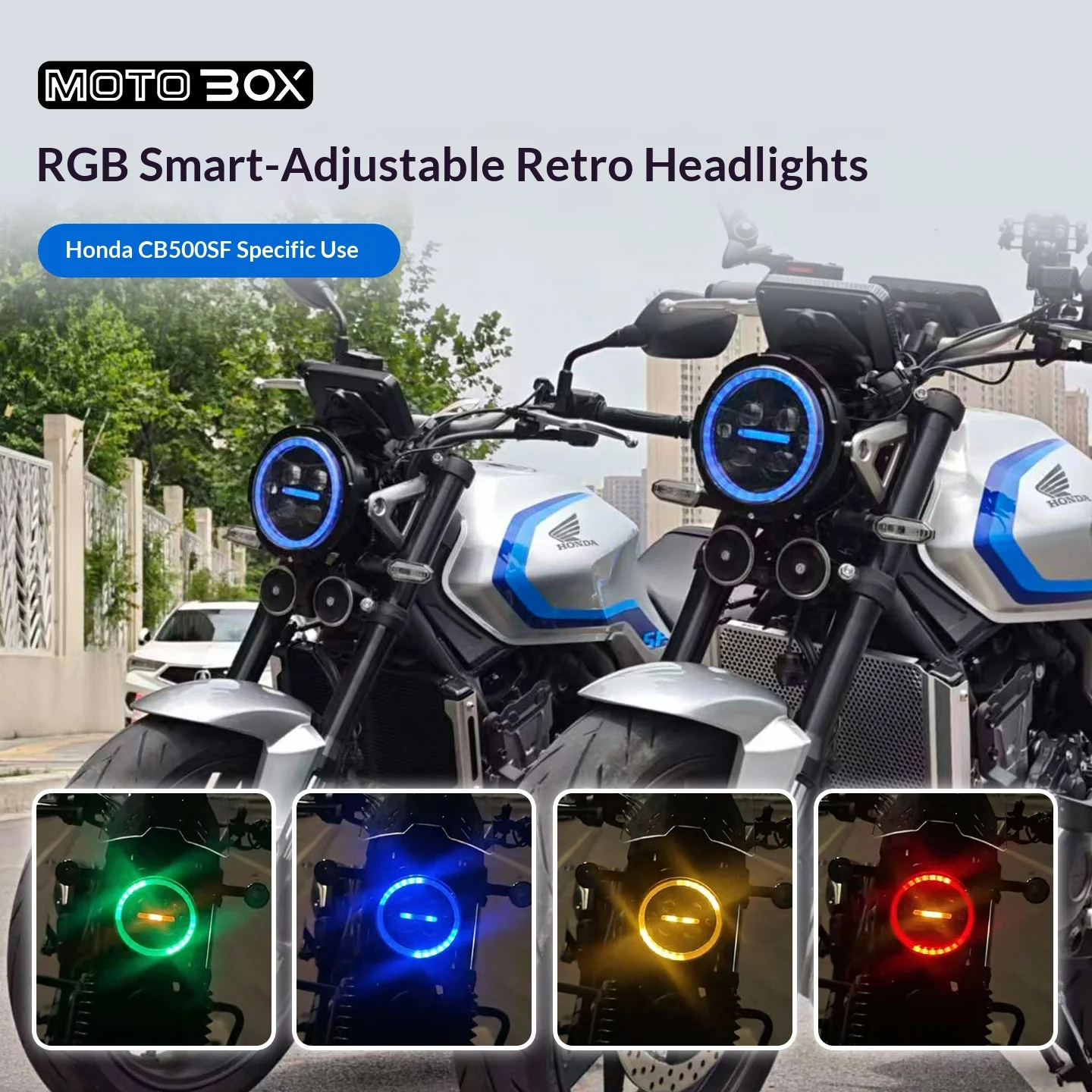 【Premium】For Honda CB500SF Super Four – smart-adjustable, retro-style headlight assemblies with lenses