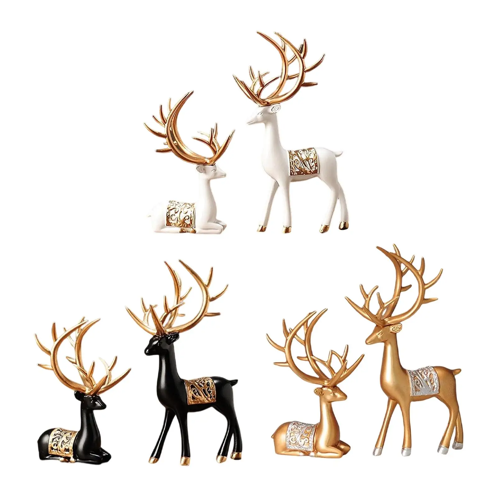 2Pcs Modern Reindeer Statues Art Figurine Collectable Animal