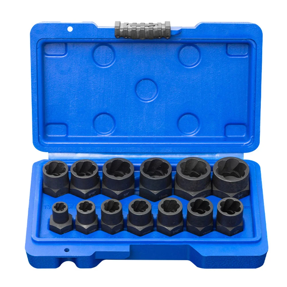 

13 Piece Set Of Damaged And Rusted Nuts Bolts Tire Screws Extractor Anti Slip Sleeve Tool