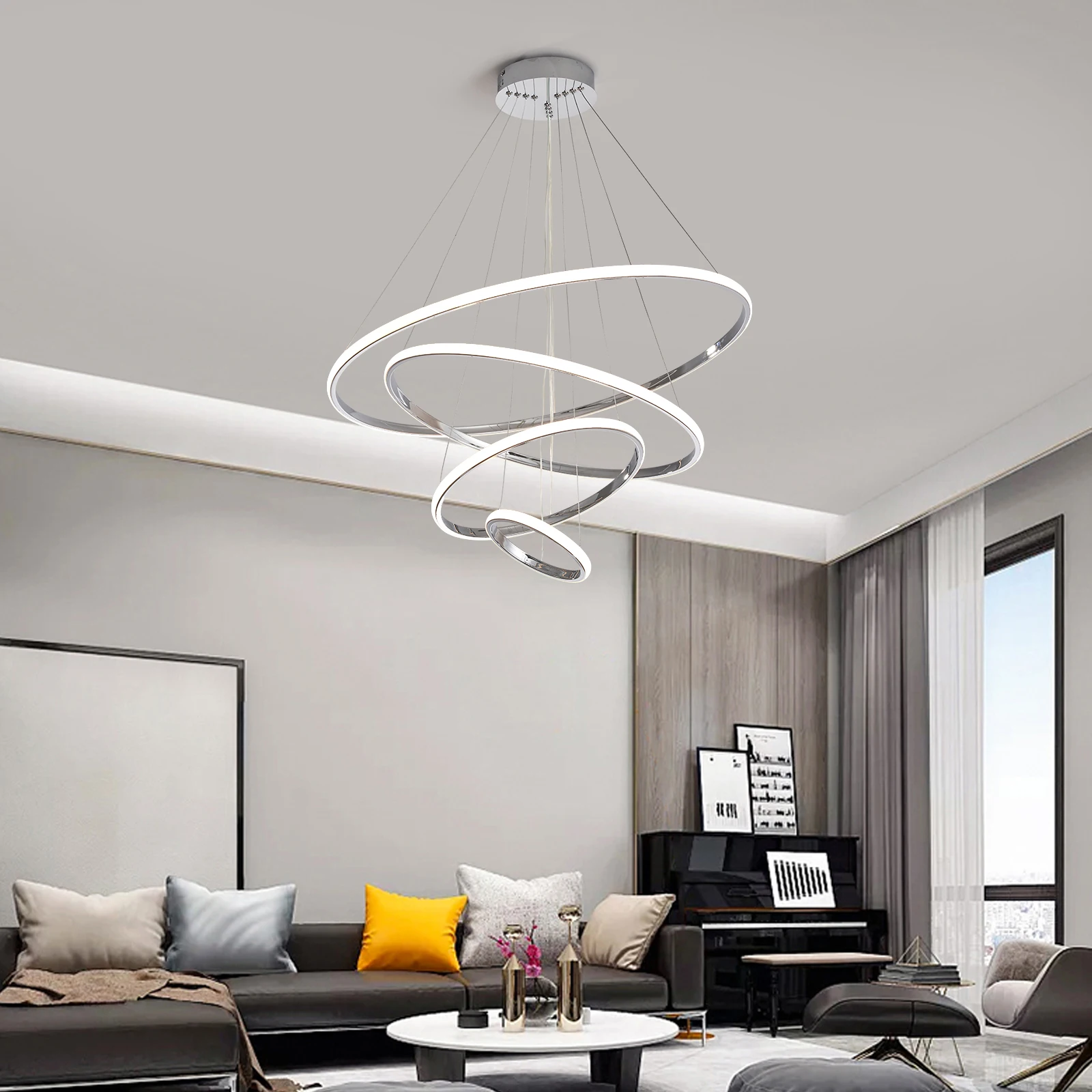 Chrome/Gold Plated Modern LED Pendant Lights dinningroom Living room decoration nordic moderno Lustre ring lights Pendant Lamp