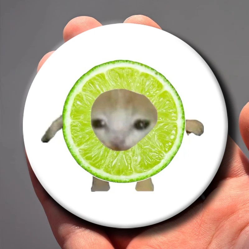 58mm 1PC Cute Fruit Cat Meow Meme Badges for Jewelry Accessories Bag Decor Adorable Kitten Button Brooch Pins Fans Friends Gifts