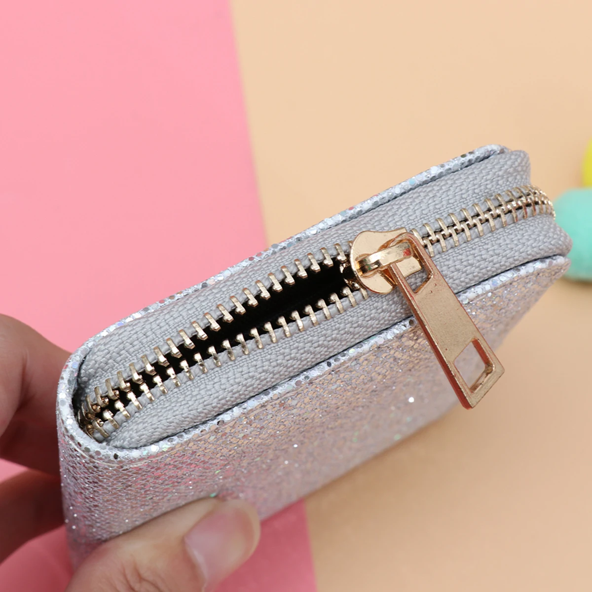

Glitter Coin Purse Zipper Closure Lightweight Slim Storage Bag For Coins Keys Usb Glitter Coin Bag Small Wallet For