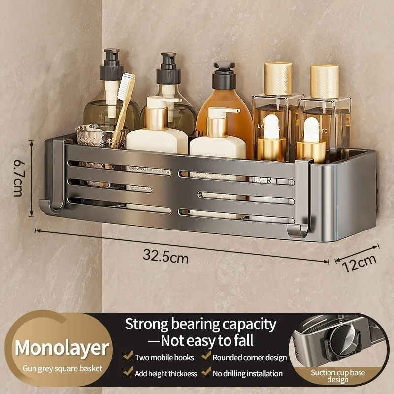 Zuignap perforatievrije ruimte aluminium badkamer opbergplank Badkamer driehoekige mand muurhanger Badkamer hoekopslag