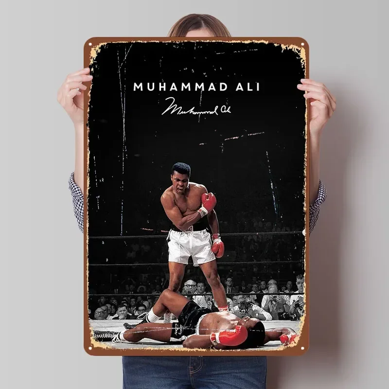 محمد علي الملاكم أوستر الملاكمة علامات معدنية جدار الفن جدارية مخصصة القصدير لوحات ل جدار الفن الديكور غرفة الألعاب الديكور المنزل