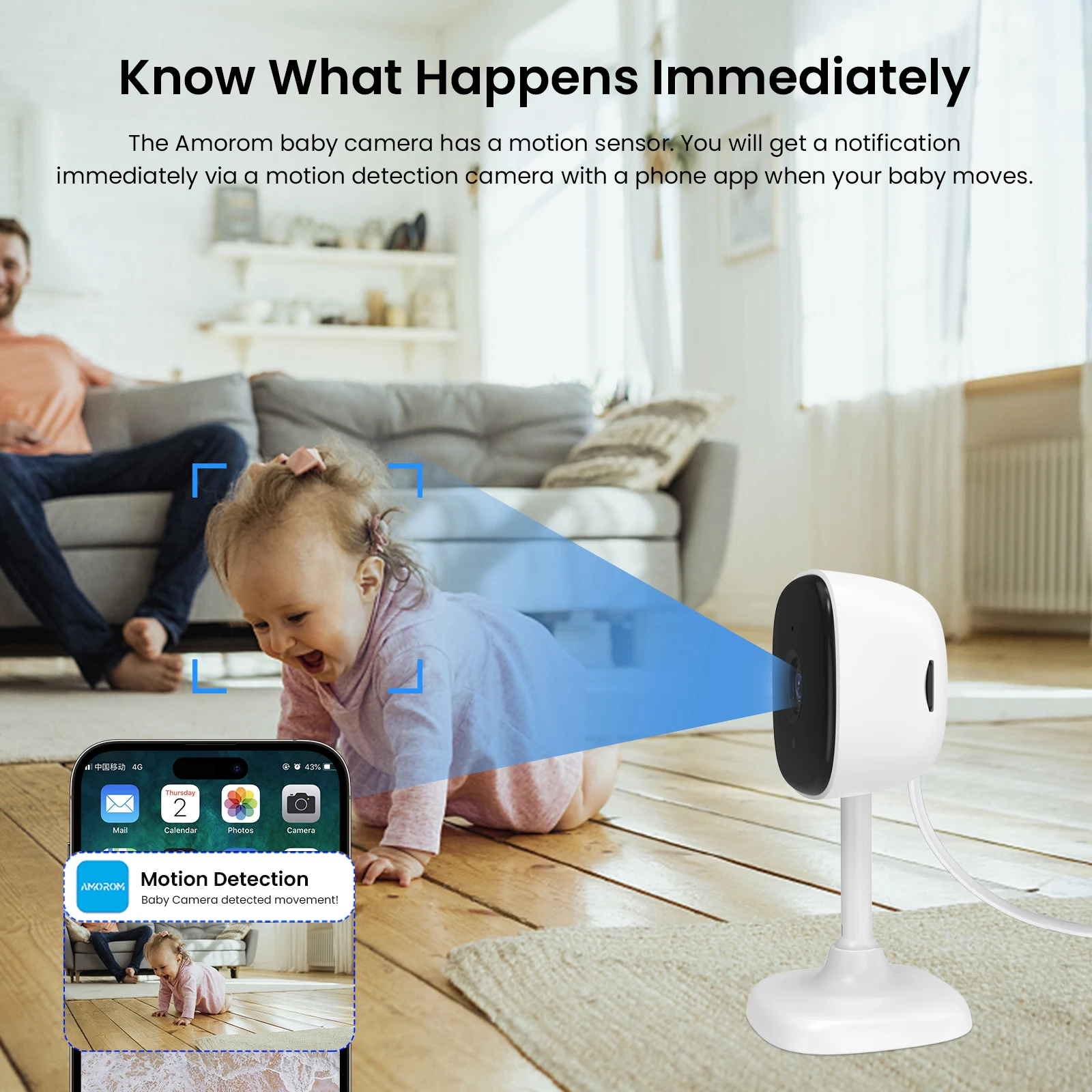 Câmera de Vigilância Interna com Visão Noturna, HD 1080P, Tuya, WiFi, IP, Pet, Monitor de Bebê, Detecção Ai, P2P, Alexa, Google Home