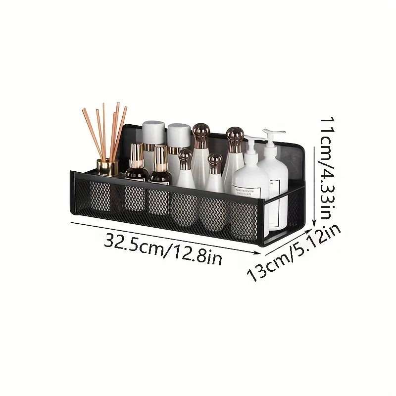 Bathroom Shelf Wall-mount Shower Shampoo Rack Toilet Accessories Kitchen Free Punch Condiment Storage Basket Bathroom Organizer