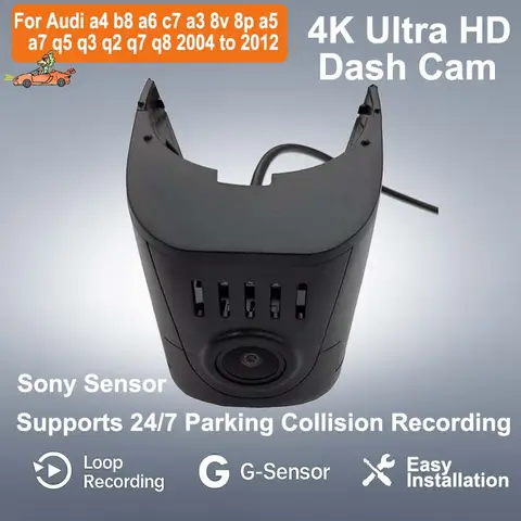 플러그 앤 플레이 와이파이 자동차 DVR 대시 캠, 습도 센서 포함, 아우디 a4 b8 a6 c7 a3 8v 8p a5 a7 q5 q3 q2 q7 q8 2004 to 2012 4K, 새로운