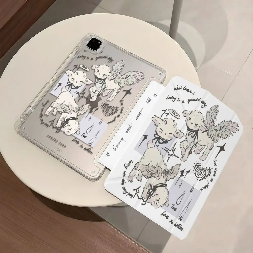 Cartoon Angel Sheep For IPad Air 13 Air 11in 2025 For IPad Pro11 12.9 13 IPad 5th-10th A16 11th 10.2 9.7 Mini 6 7 Air 2345 Cover