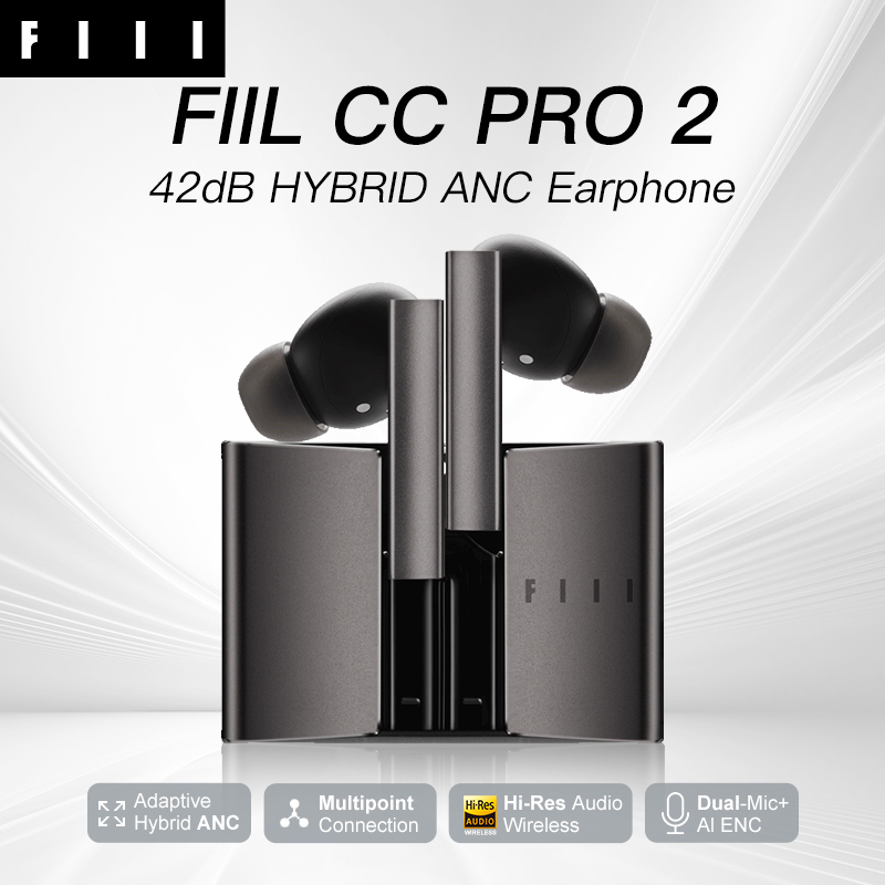  FIIL CC Pro2 Wireless Earphone 42dB Active Noise Cancellation Earbuds Hi-Res Audio  32Hours Playtime Fast charge ANC Headphones 