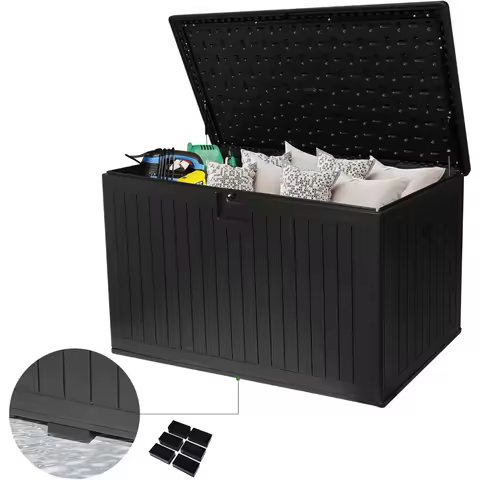 260 Gallon Outdoor Storage Box Waterproof, Extra Large Plastic Outside Deck Box Weatherproof, Resin Outdoor Cushion Storage Cont