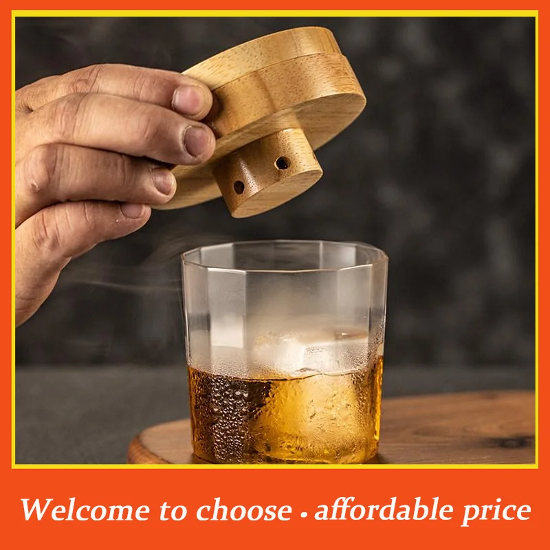 1 Kit de fumage en bois de tequila pour cocktails, avec couvercle, outil de bar pour mélanger les boissons