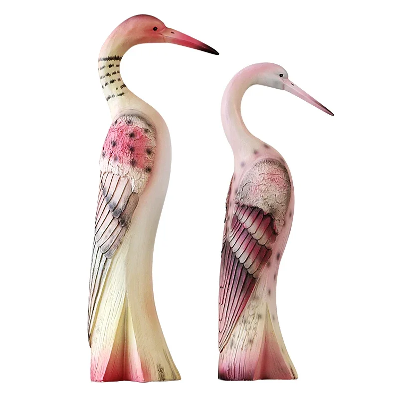 Nordic Pink Crane Animal Resin Decorations Bedroom Living Room Wine Cabinet TV Cabinet Table Decorations Wedding Gift