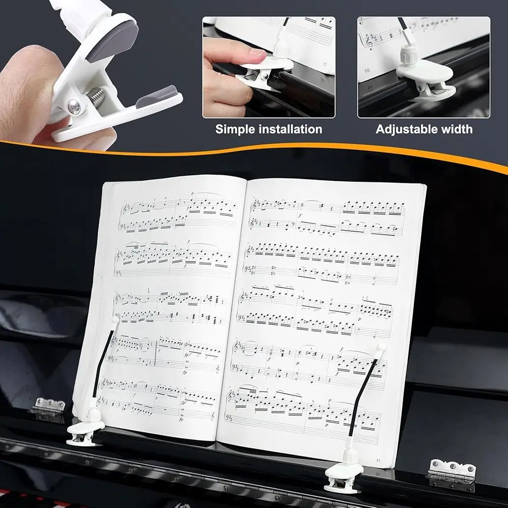 Portable Durable Piano Music Book Clip Adjustable Piano Accessories Piano Page Holder Easy Install Music Binders