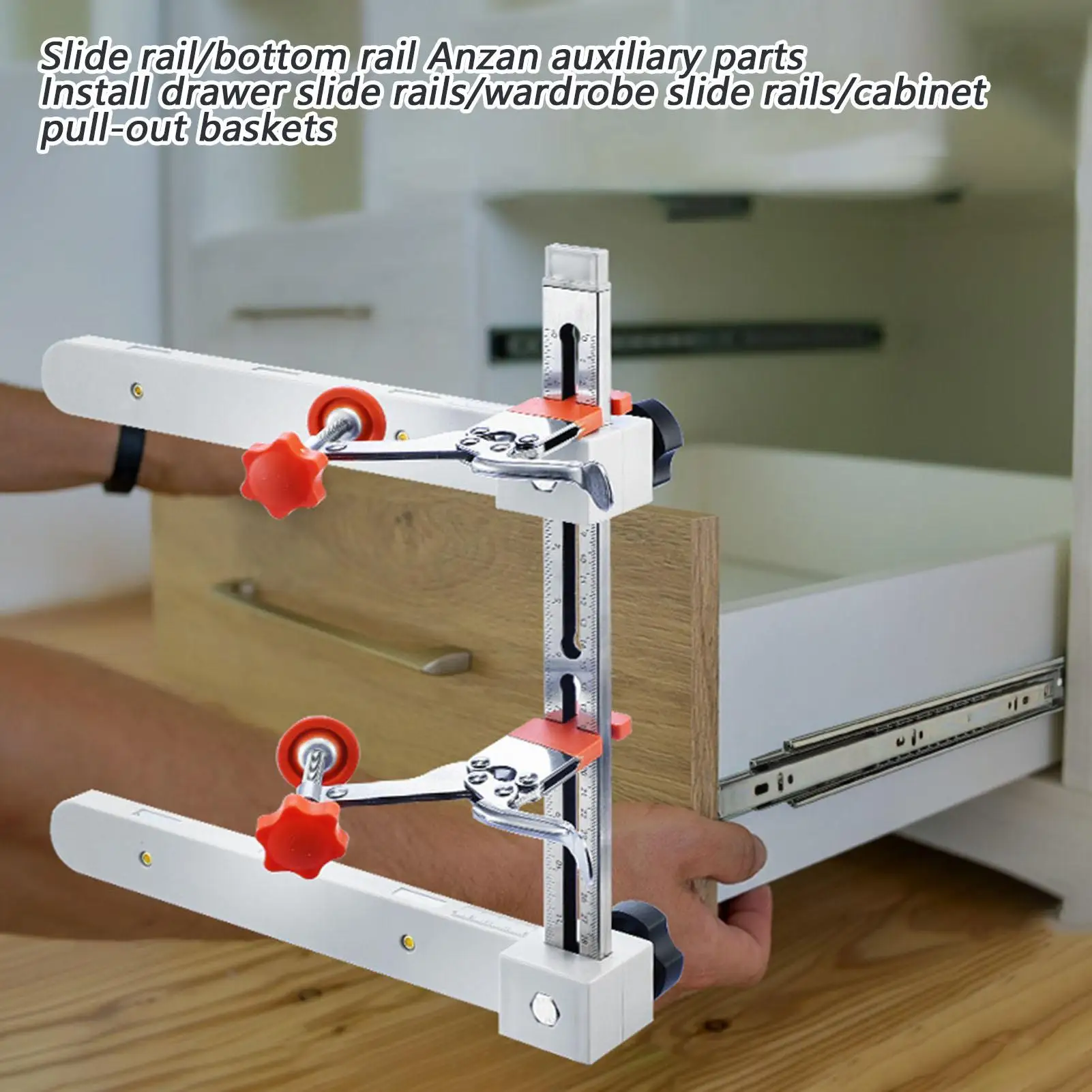 

Cabinet Hardware Jig Adjustable Cabinet Pull Jig Drill Guide With Toggle Clamp Magnetic Arm Stainless Rail Positioner Adjustable