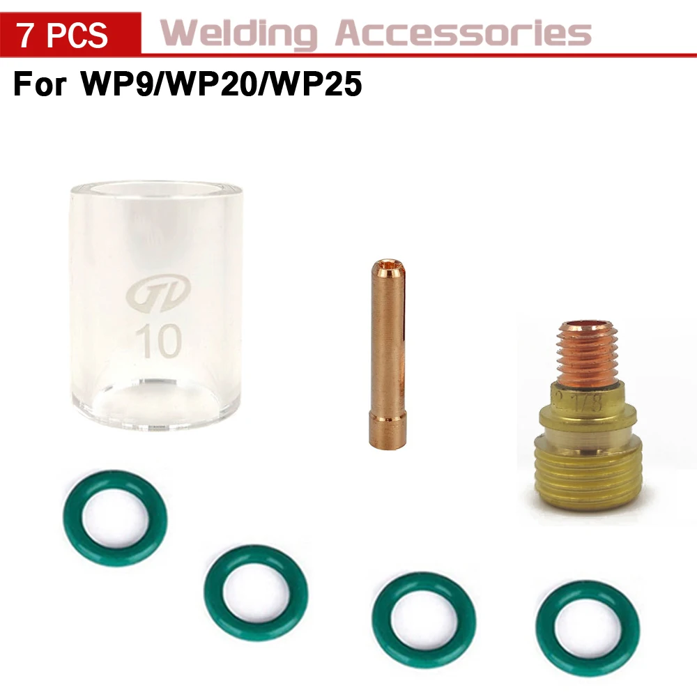 Soplete de soldadura WP9 #10, Kit de taza de vidrio, pinzas rechonchas, cuerpo de lente de Gas Tig para Series Wp-9/20/25, accesorios de soldadura,