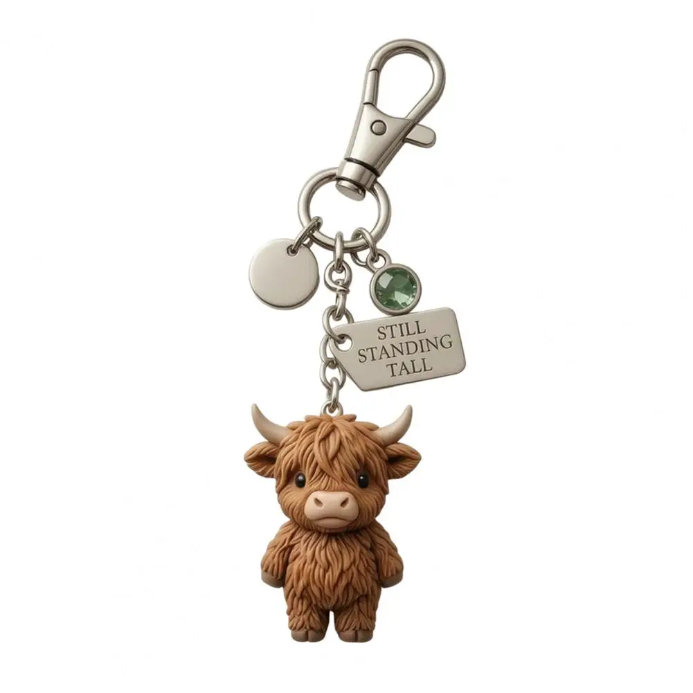 Cow Pendant Keychain Highland Cow Keychain Pendant Charm Inspirational Still Standing Tall Soft Alloy Keyring Cute Cartoon