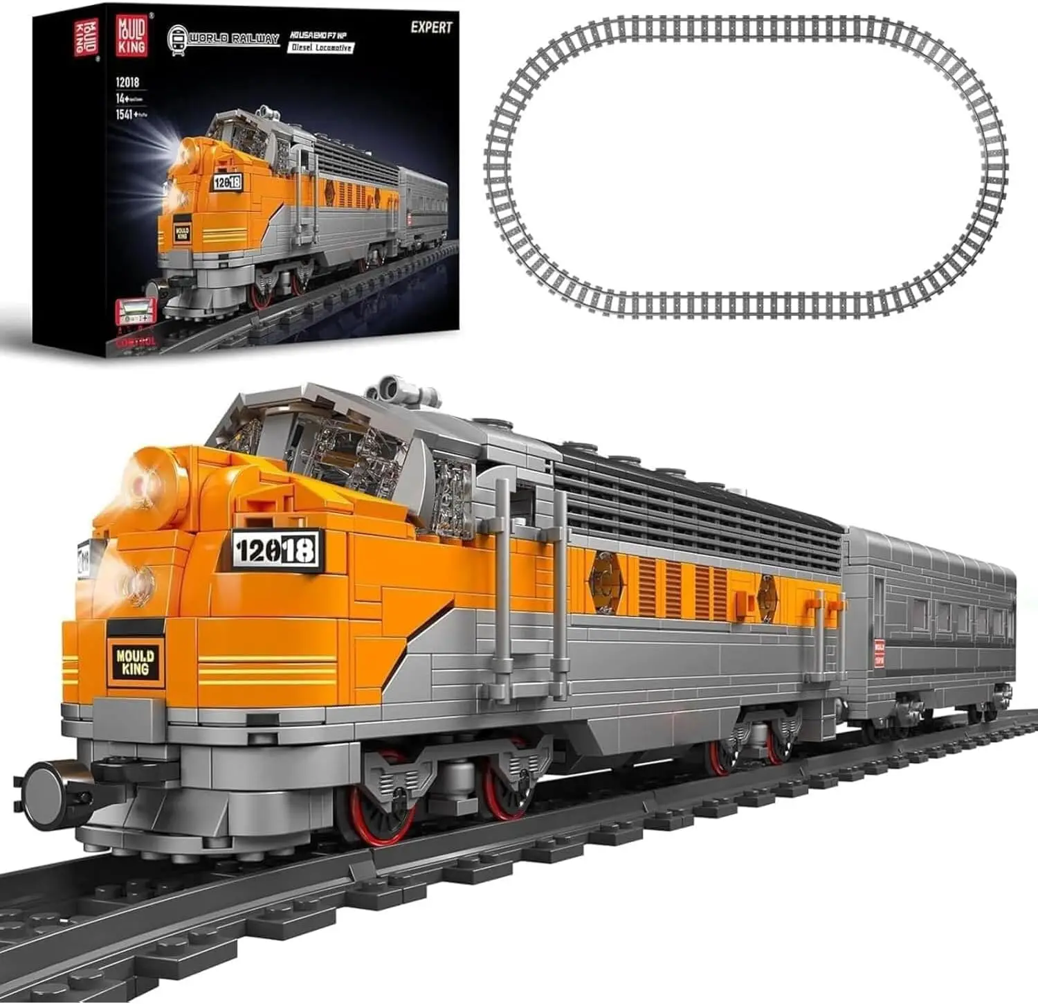 

Train Building Block Kits, MOC EMD F7 Internal Combustion Locomotive Model Building Blocks Set, Gift for Age 14+/Adult (1541 Pie