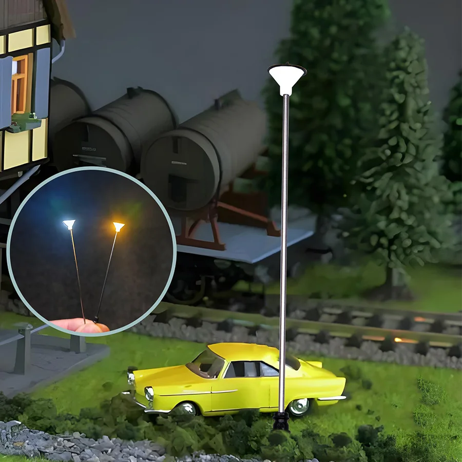 3Pcs Mini Street Lamp Road Street Light Model Lamppost Led Lighting Diy Ralway Train Garden Decoration Making Materials Dioramas