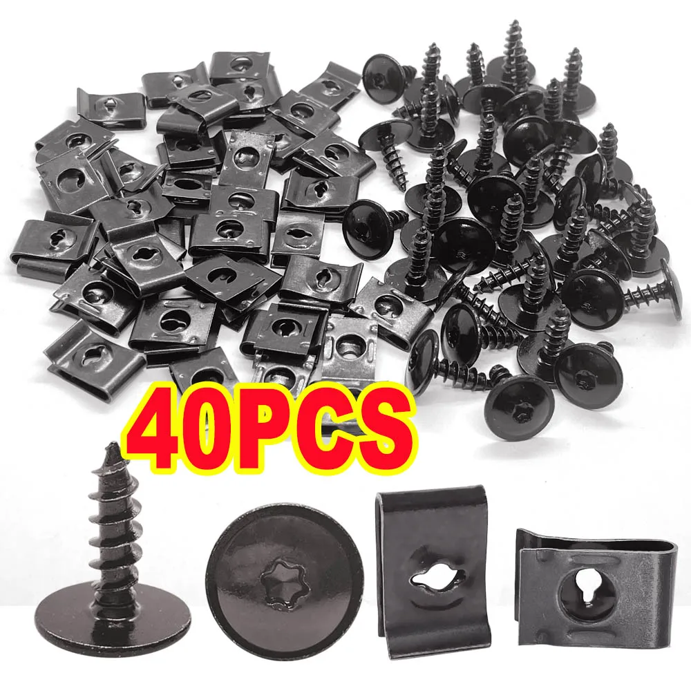 Car Motorcycles Metal U-Type Clips Shims Self-Tapping Screws Fasteners Universal Auto Scooter Anti-rust Protection Screw Buckle