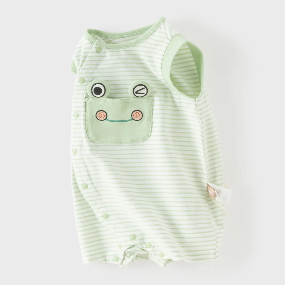 Dave Bella Summer Sleeveless Baby Stripe Jumpsuit Boys Cartoon Printed Romper Cotton Newborn Creeper Party Clothes DB2261415