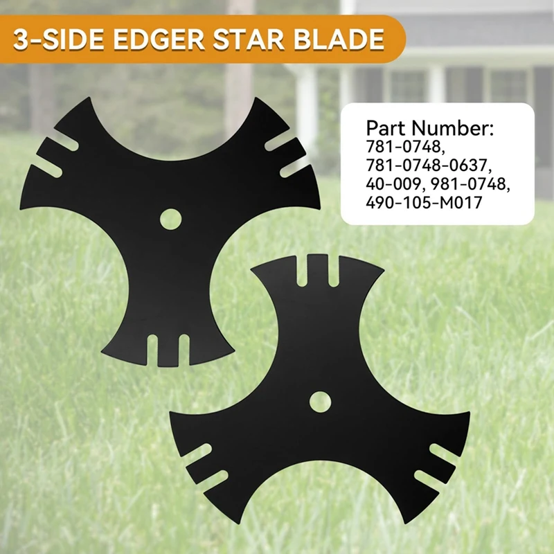 Edger Blade 781-0748 781-0748-0637 For Craftsman Troy-Bilt MTD Lawn Edger - 3-Side 9 Inch Tri-Star Trencher Blade 2 Pack