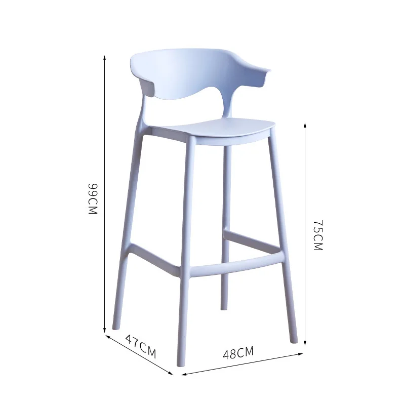 Simple Bar Chair Modern Minimalist Plastic Backrest Bar Chair Household Stackable Creative High Stool