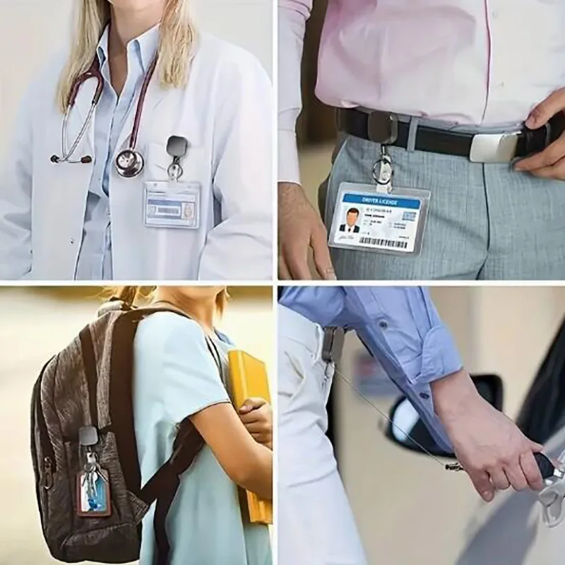 Metall-Kartenhalter Schlüsselring-Clip Ausziehbare Schlüsselkette Erweiterbare Gürtelrolle ID-Lanyard Namensschild-Kartenhalter – Detail 9