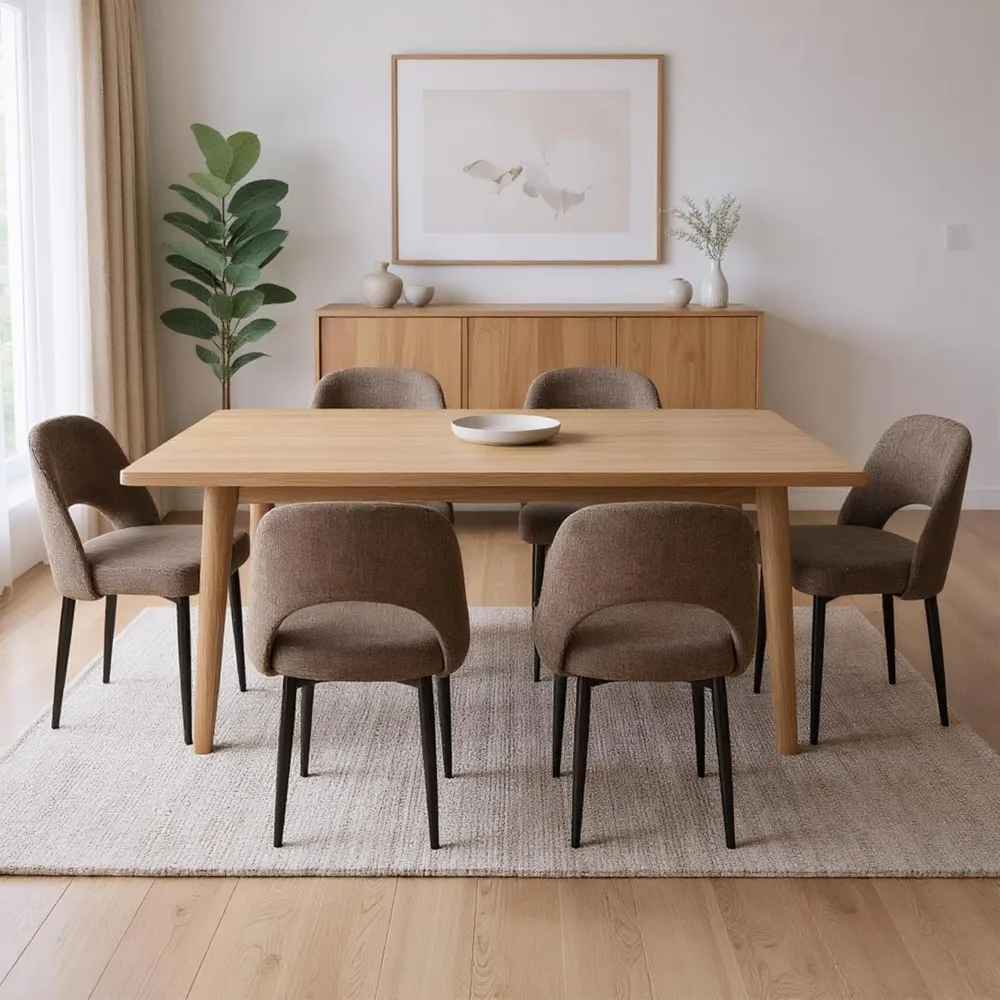 

Modern Dining Chairs, Fabric Upholstered Accent Kitchen Chairs with Comfy Padded Seat & Sturdy Metal Legs,