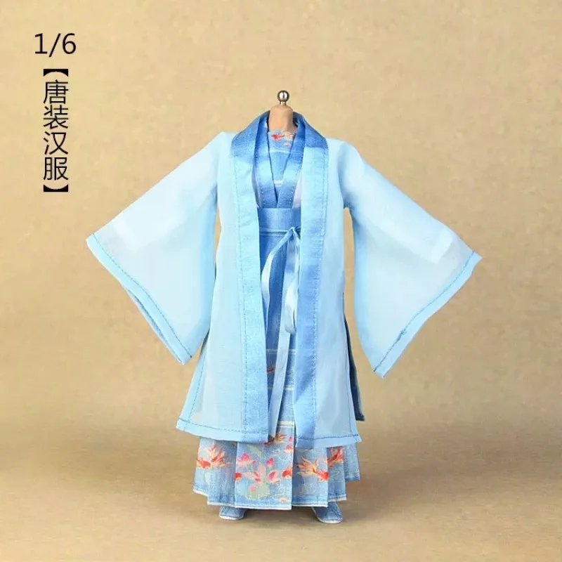 Maßstab 1:6, Tang-Dynastie, chinesischer Stil, Hanfu-Kostüm mit weiten Ärmeln, Pferdegesichtsrock-Set, passend für 12-Zoll-BJD-Actionfiguren-Körper – Detail 3