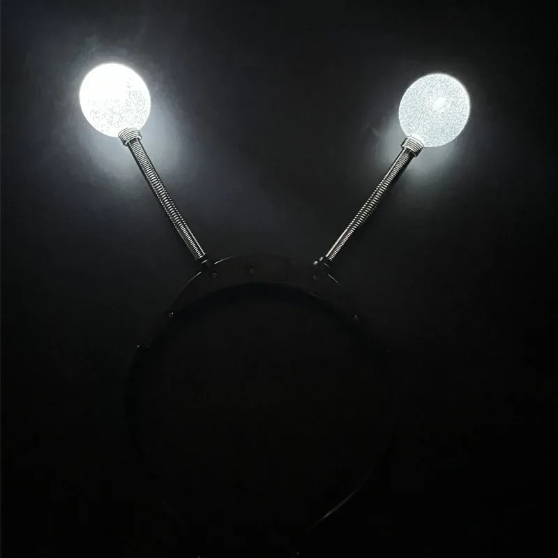 Lot De 3 Serre-Tête Alien Disco Argent – Antennes Martiennes à Boules Pailletées – Accessoire Soirée Costume Halloween, Carnaval, Années 80