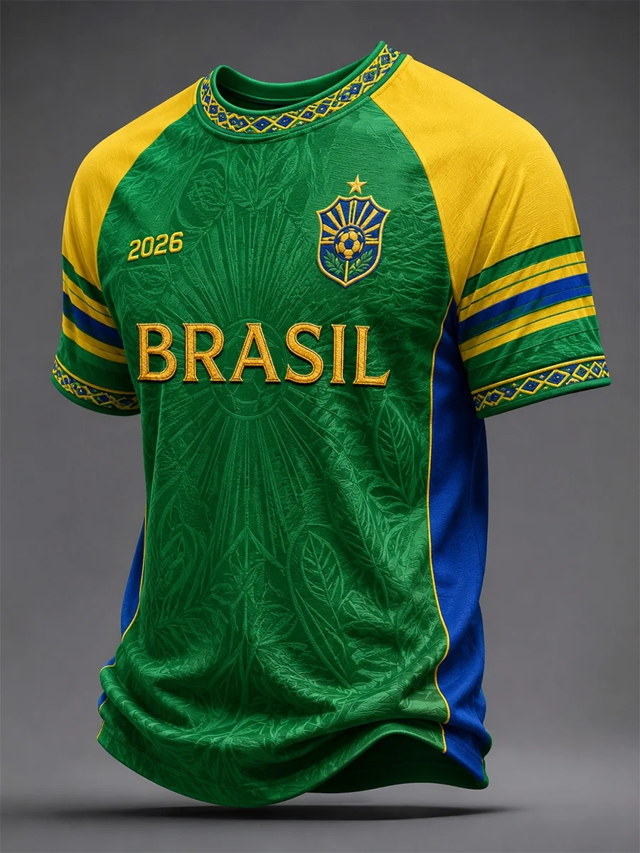 2026 Neues brasilianisches Trend-Design Fußballtrikot, Fanartikel, schnelltrocknend, atmungsaktiv, leicht und dünn, bequem, für Familie und Kinder. – Detail 3