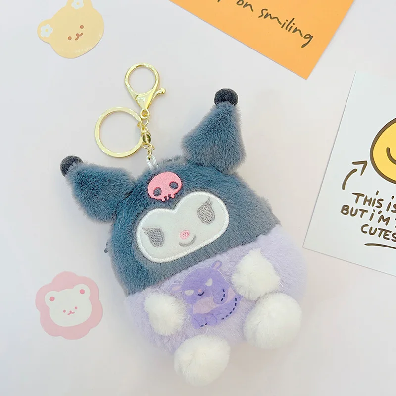 10cm Sanrio w stylu kreskówki na monety torebka pluszowe zabawki Kuromi Cinnamoroll śliczne brelok wisząca laleczka dziecko Kawaii urodziny prezenty dekoracja