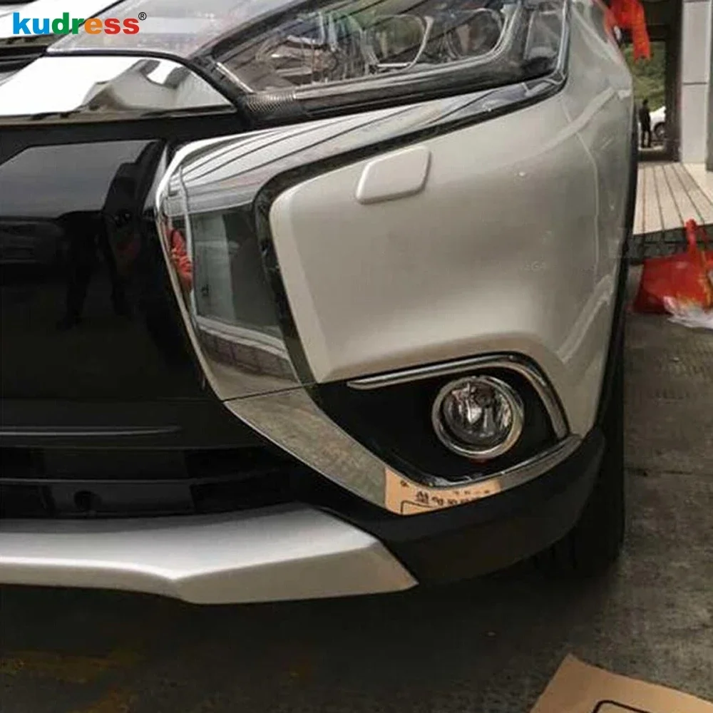 For Mitsubishi Outlander 2016 2017 Chrome Car Front Fog Light Lamp Cover Trim Head Foglight Bezel Trims Exterior Accessories