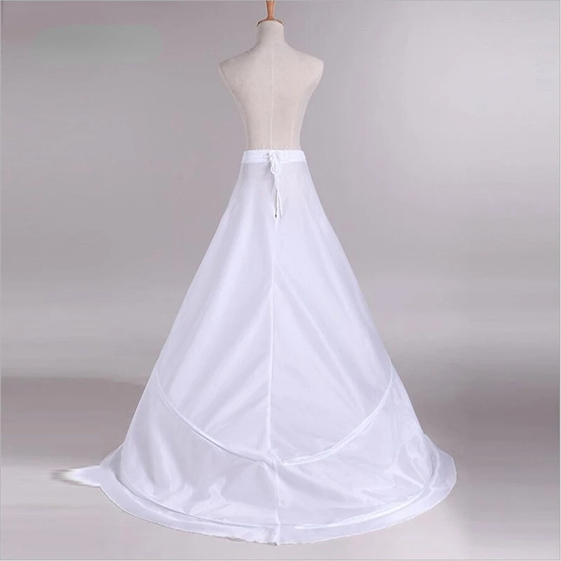 New Fashion Wedding Accessories Petticoats With Train White 2 Hoops Underskirt Crinoline for Bride Dresses In Stock Undefined