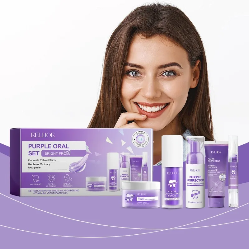 

1-4PCS Purple Color Matching Teeth Cleaning Set for Removing Stains Freshening Breath and Maintaining Oral Hygiene